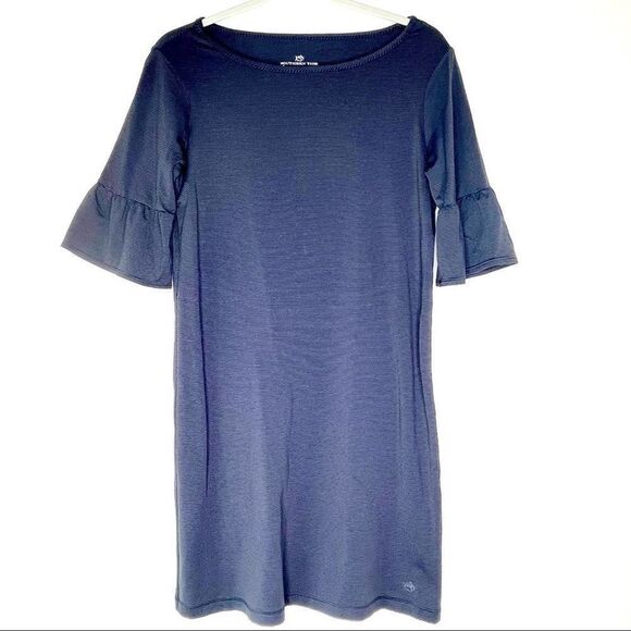 Southern Tides Striped Spandex Stretch Knit Ruffled Short Sleeve Dress  XS #KK - Picture 1 of 9